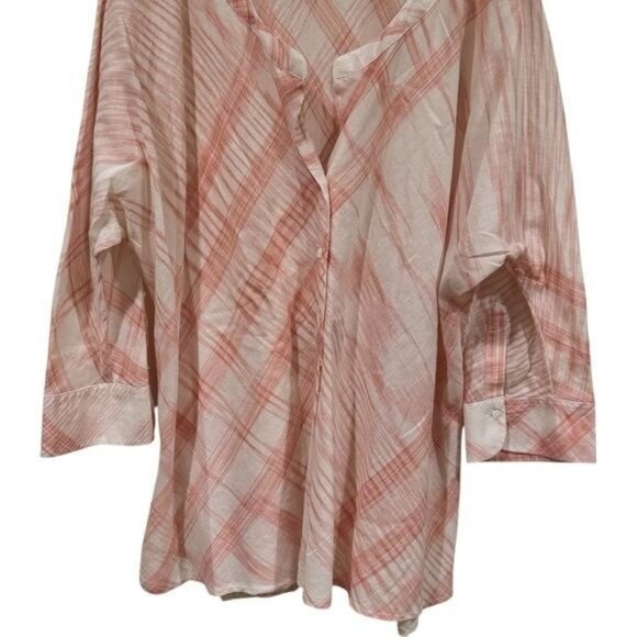 Sundance Plaid Three Quarter Sleeve Tunic Blouse Peasant Cottagecore Boho L - Picture 4 of 10